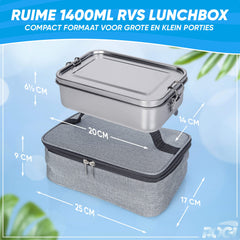 Rogi RVS Lunchbox Inclusief Koeltas