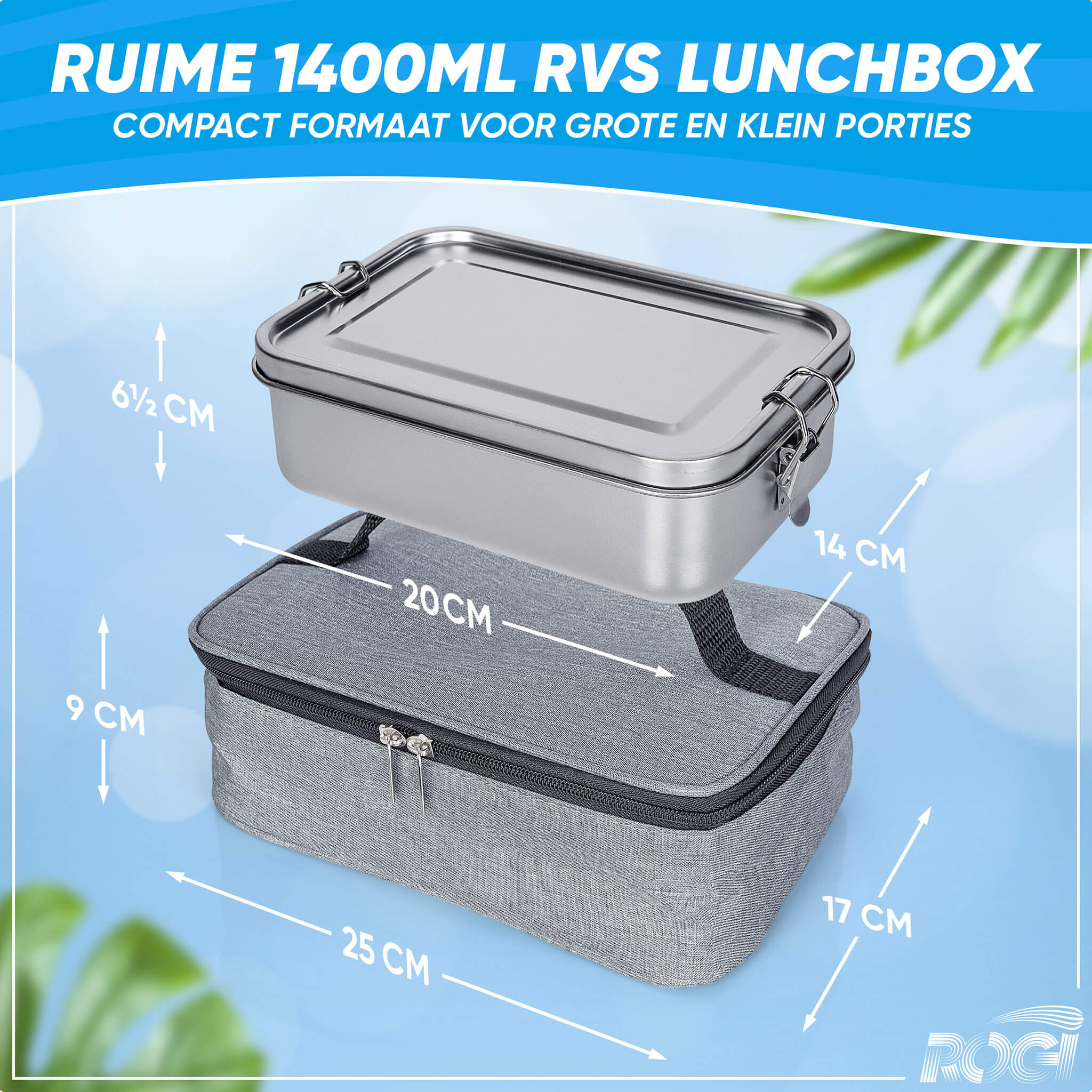 Rogi RVS Lunchbox Inclusief Koeltas