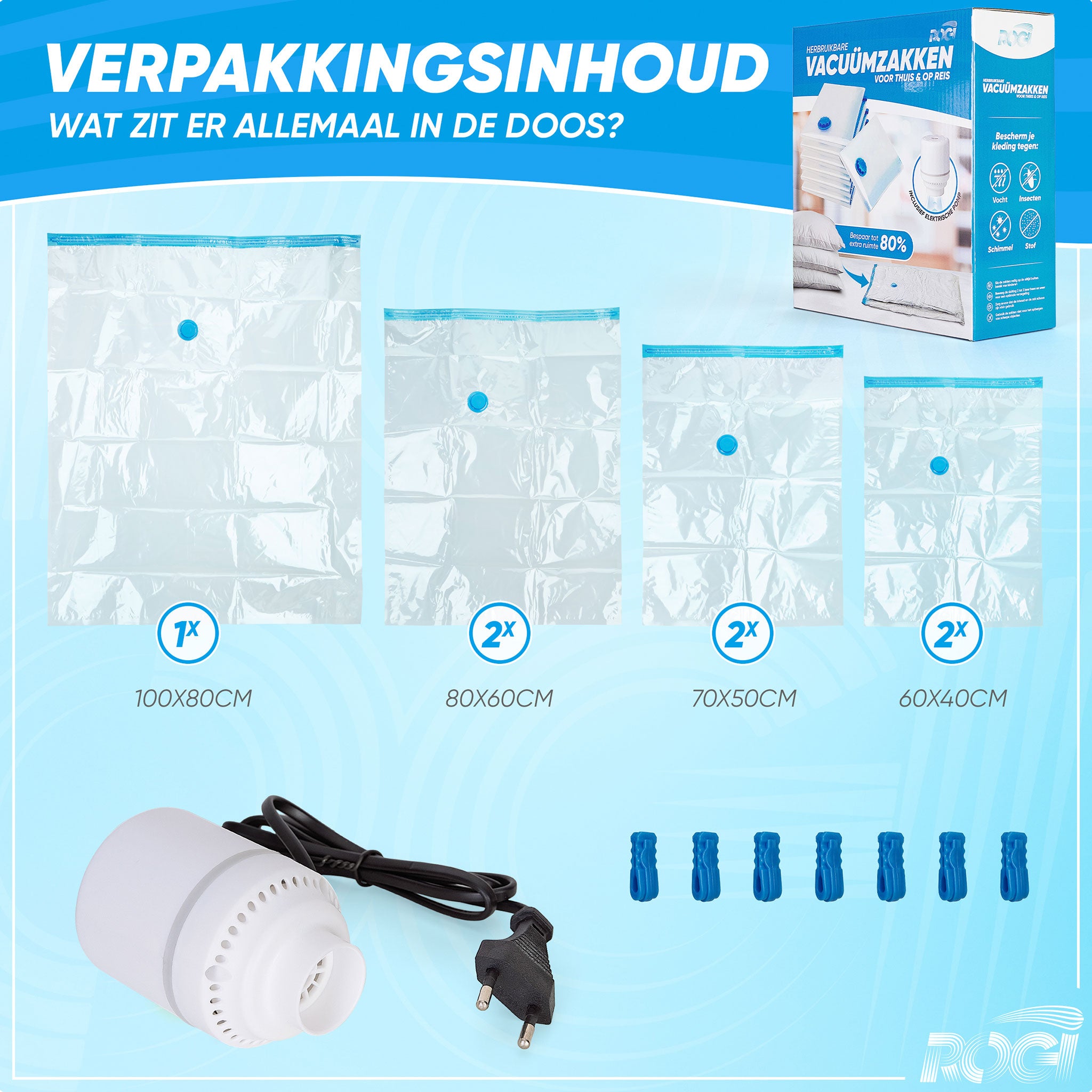 Rogi 7 vacuumzakken met elektrische pomp (kopie)