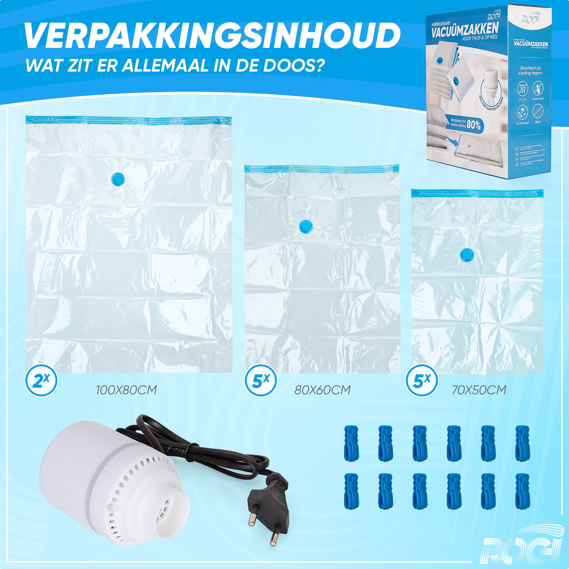 Rogi vacuumzakken met elektrische pomp